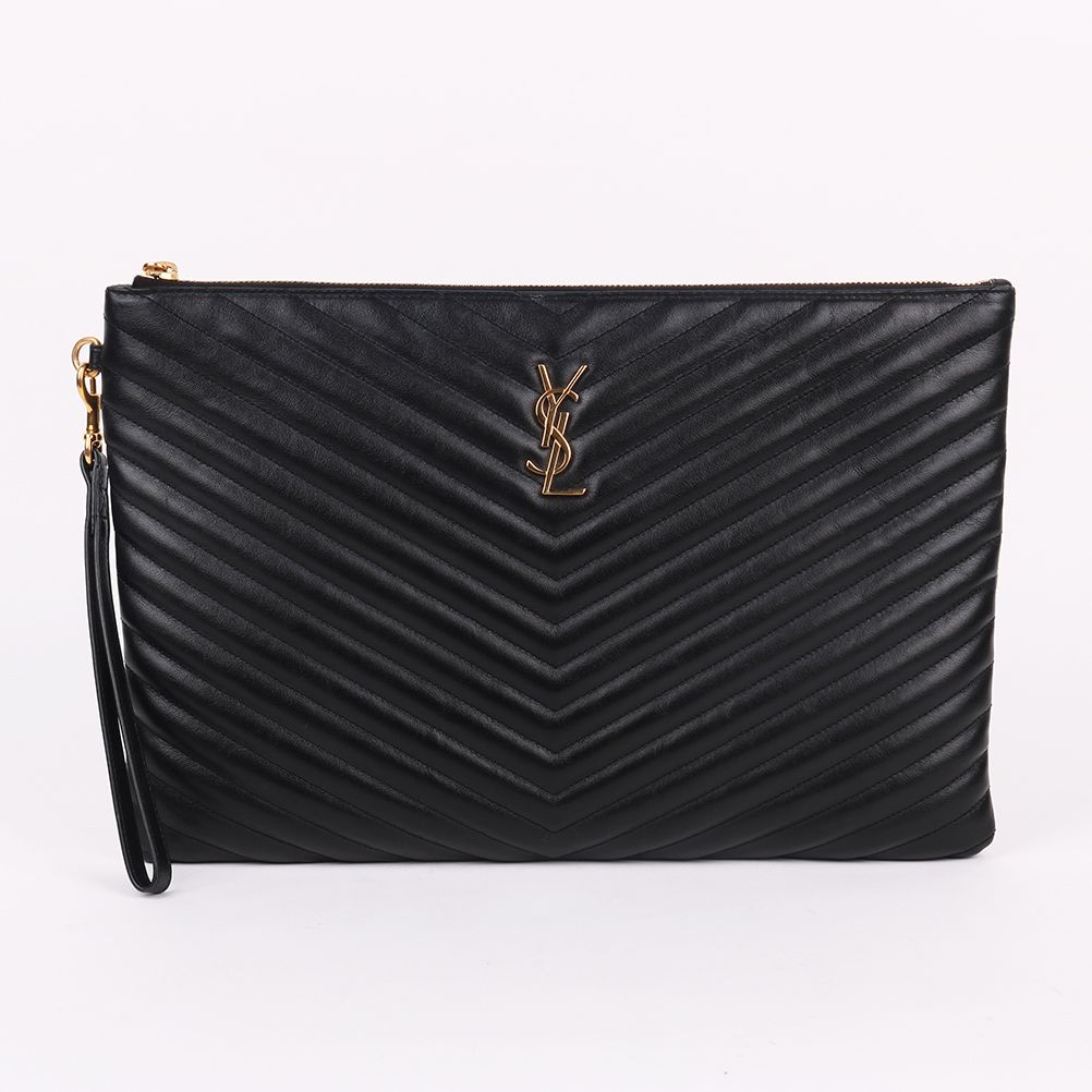 Saint Laurent Black Matelass Large Clutch Bag 440222