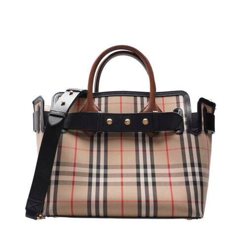 Burberry Beige Vintage Check Triple Stud Small Tote Bag SKU123
