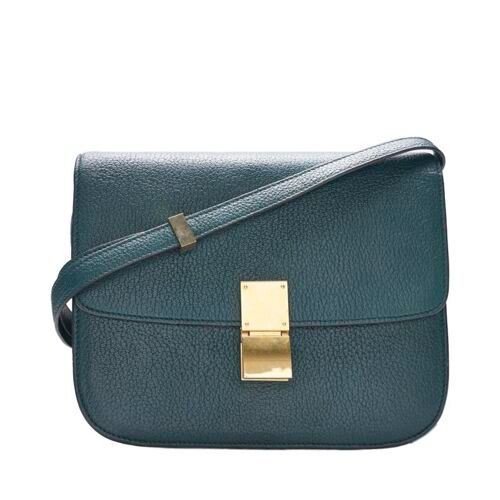 Celine Green Classic Box Medium Crossbody Bag SKU123