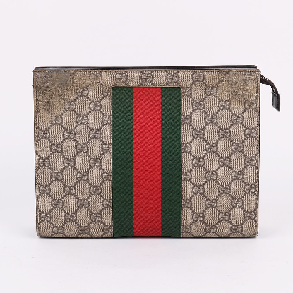 Gucci Canvas Triple Stripe Small Clutch Bag 475316