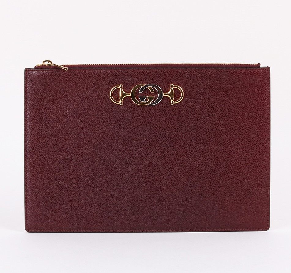 Gucci Burgundy Leather Medium Clutch Bag 570728