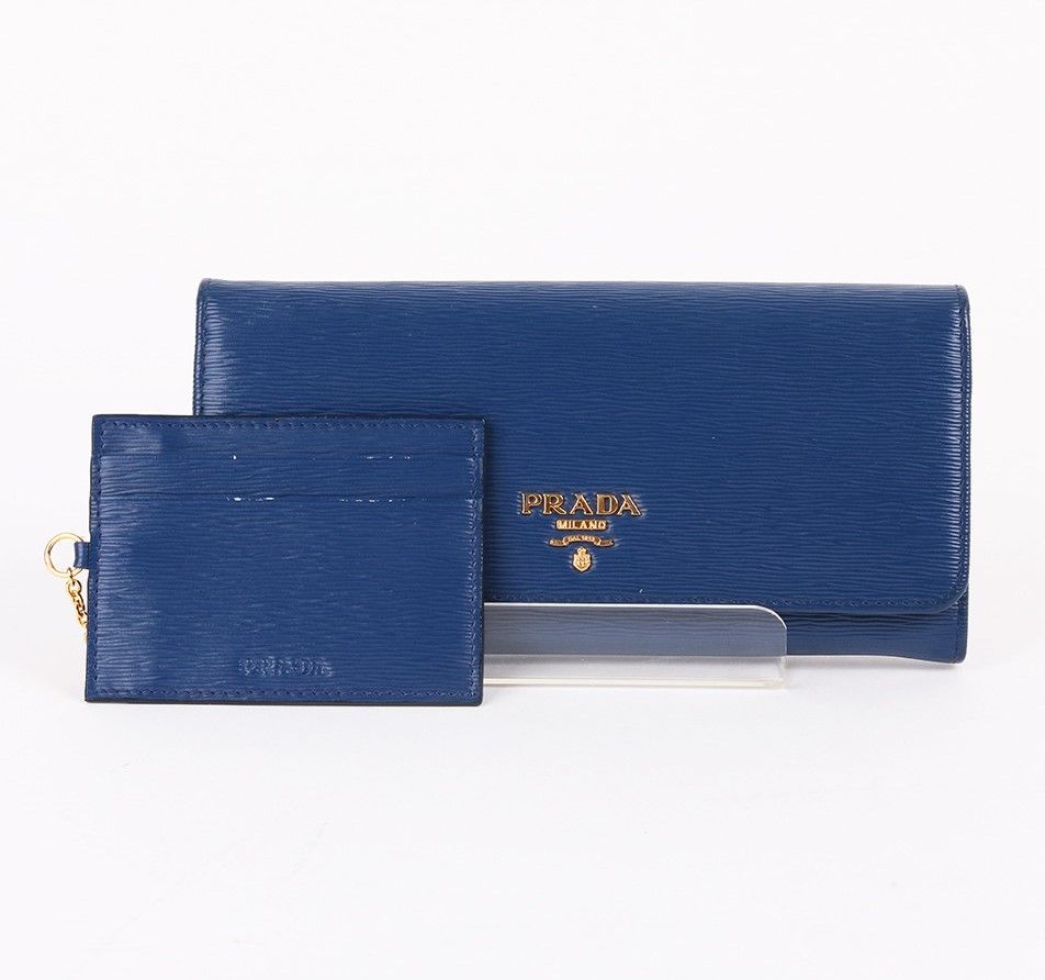 Prada Blue Women's Long Wallet 1MH132 by Vitello Move