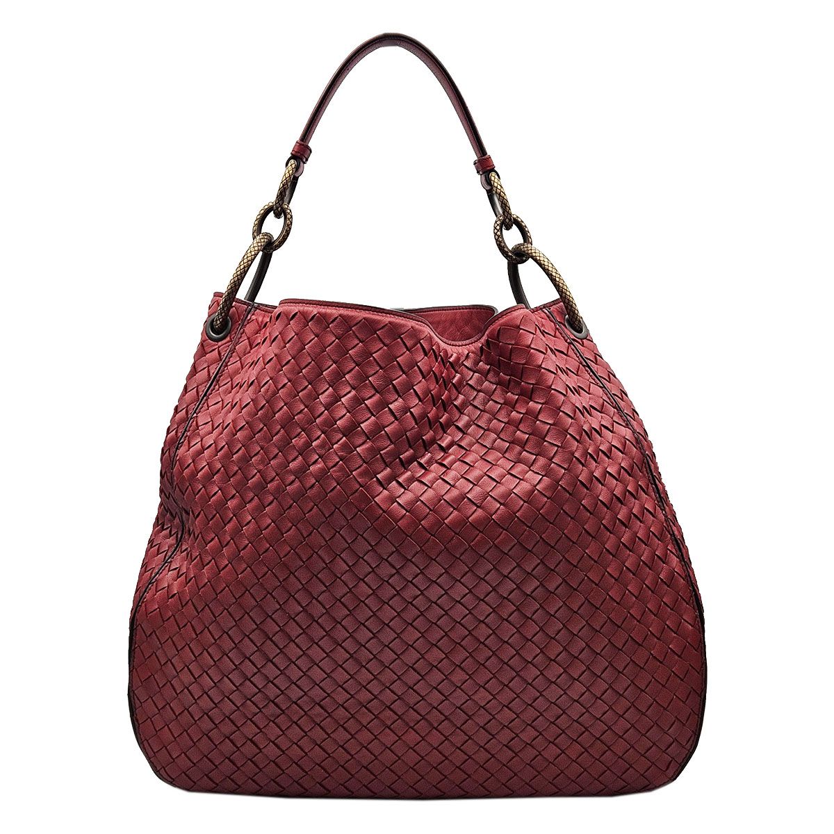 Bottega Veneta Red Intrecciat Hobo Shoulder Bag 642697
