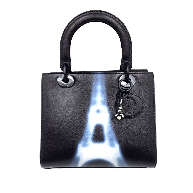 Dior Lady Black & White Medium Eiffel Tower Print Handbag M0565SZBC_M911