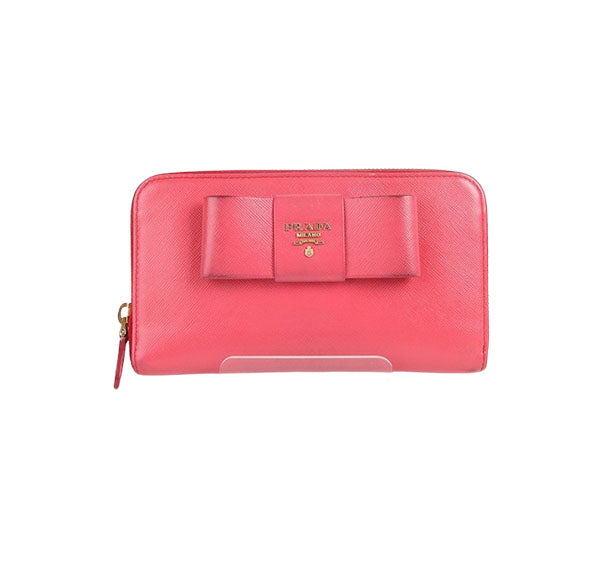 Prada Pink Ribbon Embellished Wallet 1M0506