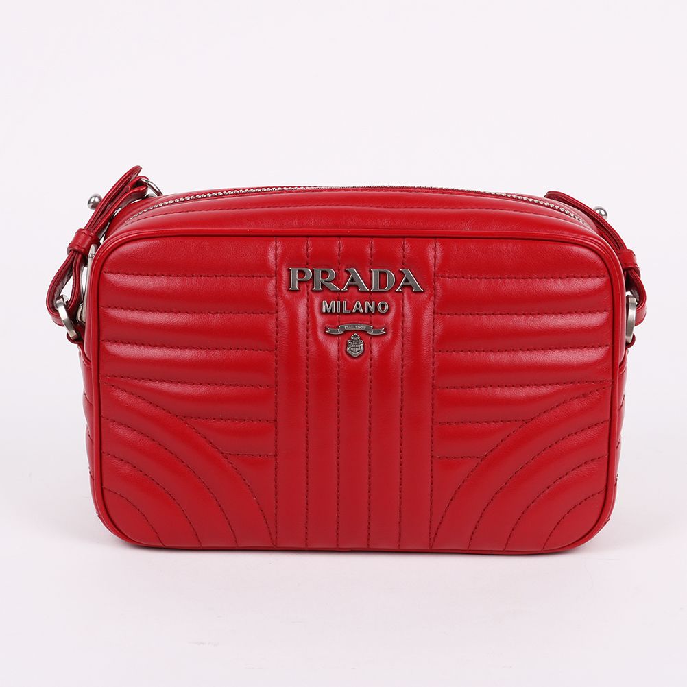 Prada Red Diagram Lambskin Mini Chain Bag 1BH038 SKU
