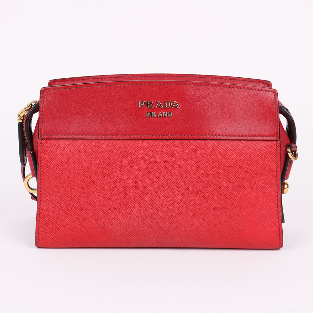 Prada Red Saffiano Shoulder Bag 1BA043