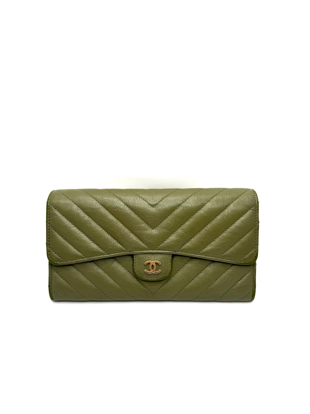 CHANEL Chevron Long Wallet 22th(A80758) B+ Condition SKU