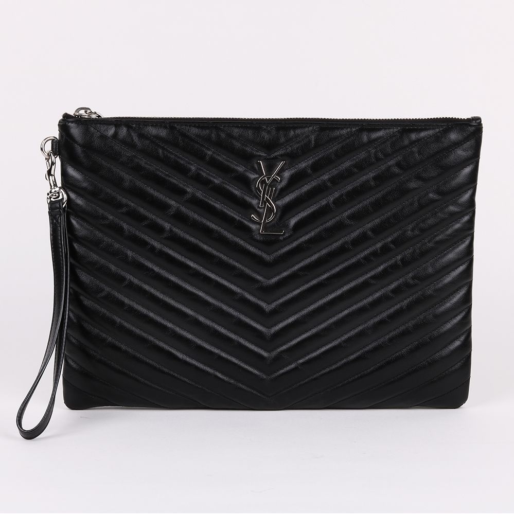 Saint Laurent Black Matelasse Newmium Clutch Bag 559193