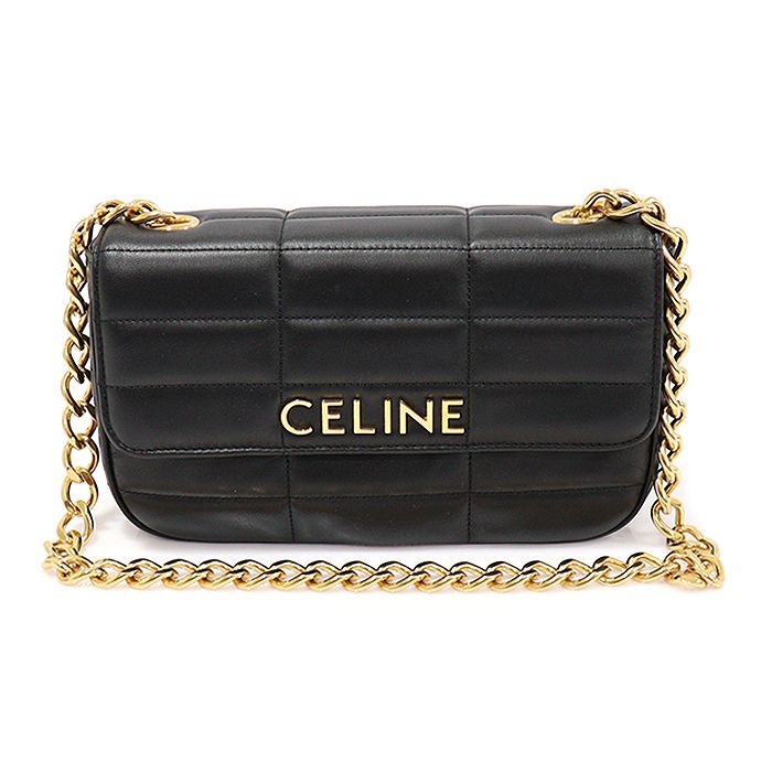 Celine Matelasse Black Goat Skin Chain Shoulder Bag 111273EPZ.38NO