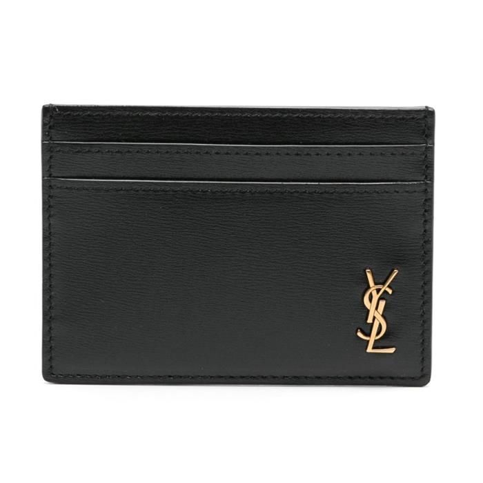 Saint Laurent Shiny Monogram Leather Card Case Black 607603 02G0W 1000