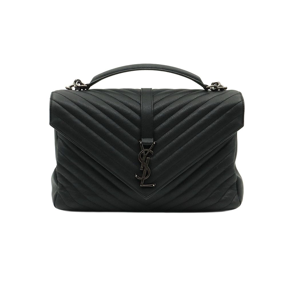 Saint Laurent Black Matelasse Monogram Classic Shoulder Top Handle College Large 2WAY Bag / 600278
