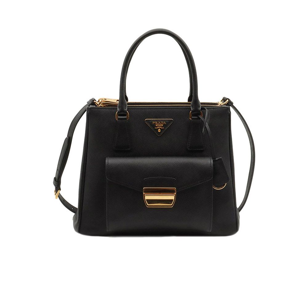 Prada Black Saffiano Lux Gold Metropolis Galliera 2WAY / 1BA256