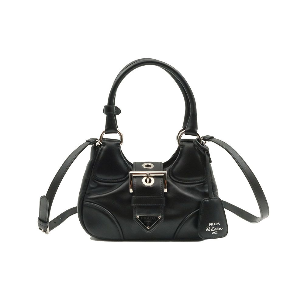 Prada Black Napa Door Padding Triangle Logo Top Handle 2WAY - 1BA381