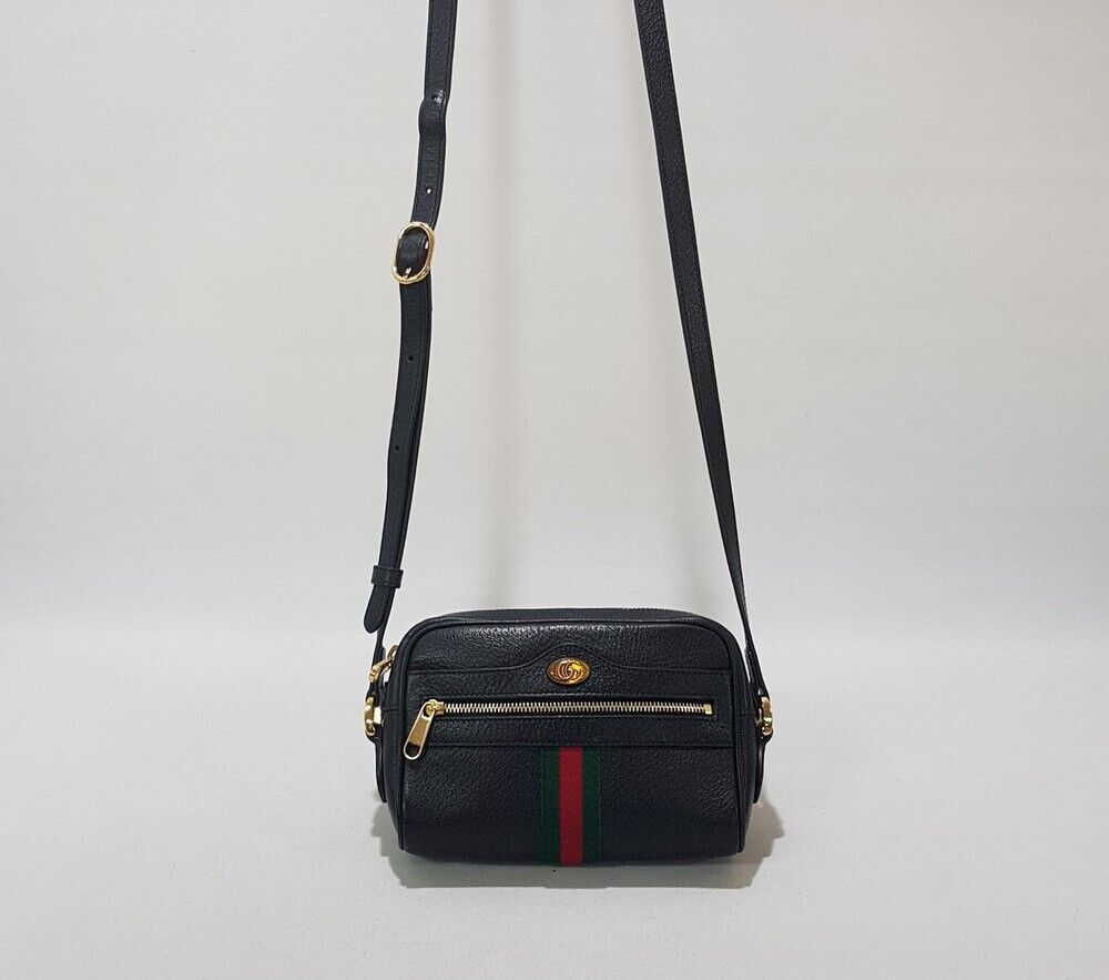Gucci Black Tri-stripe Ophidia Mini Crossbody 517350