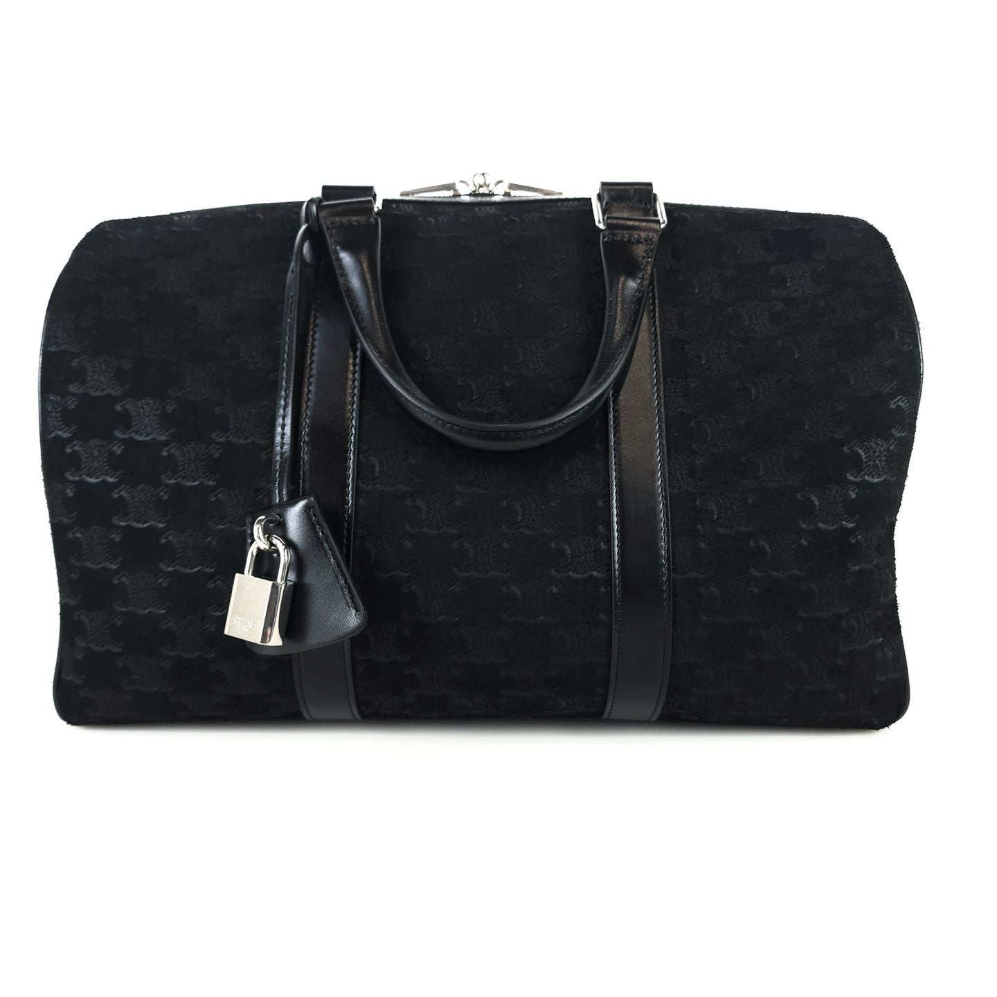 Celine Embossed Suede Calfskin Boston Tote Shoulder Bag 118553 8680