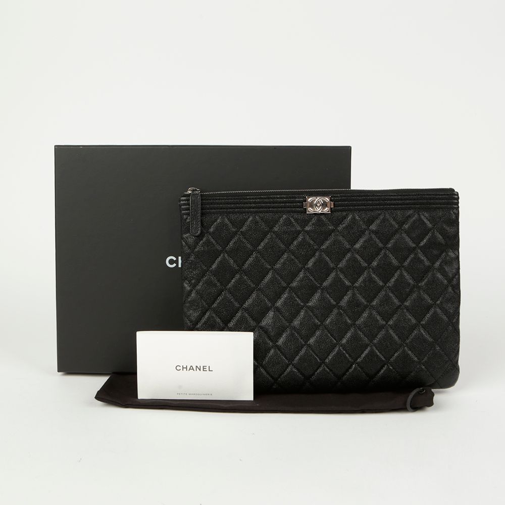 CHANEL Caviar Skin Boy New Medium Clutch A84406