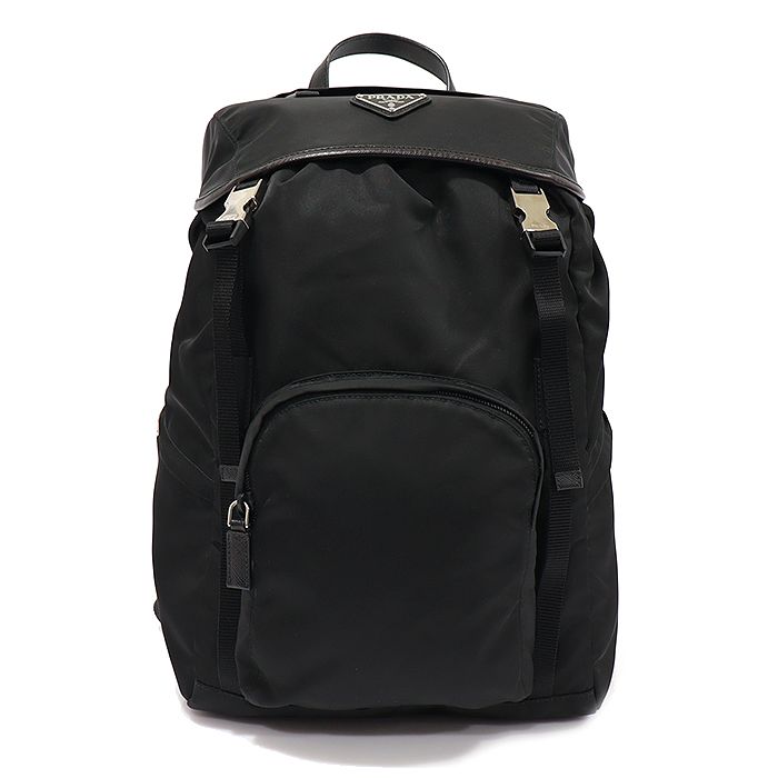 Prada Black Tessuto Pochette Triangle Logo Bella Backpack - 1BZ039