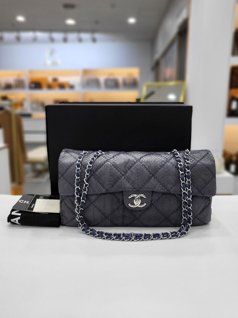 CHANEL Classic Python Shoulder Bag Purple 15 Series SKU