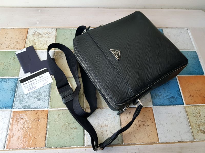 Prada Unisex Saffiano 2VH004 Crossbody Shoulder Bag - Black SKU