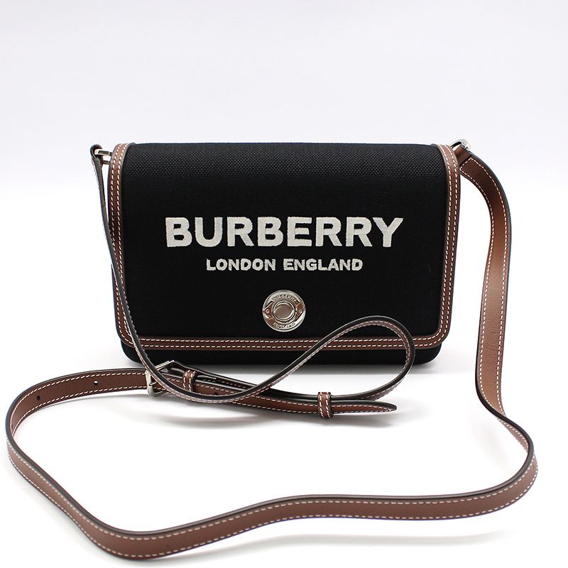 Burberry Technical Cotton Brown Leather New Hampshire Note Mini Crossbag 8055181