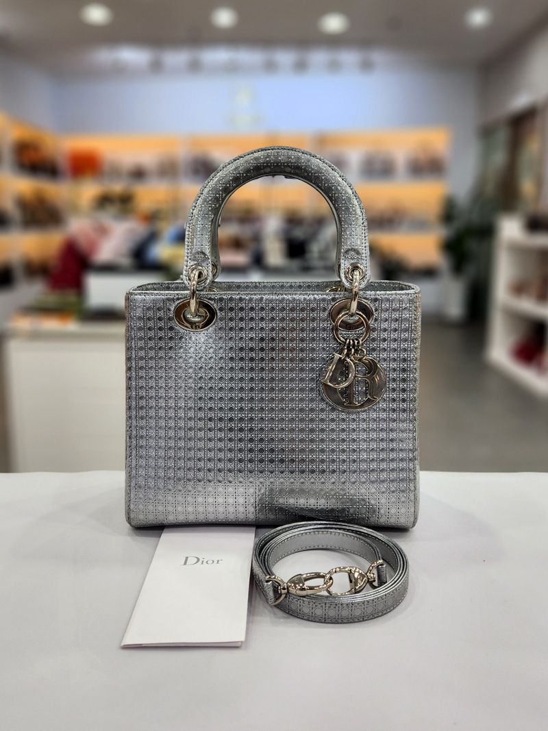 Dior Micro Metallic Silver Shoulder Bag SKU123