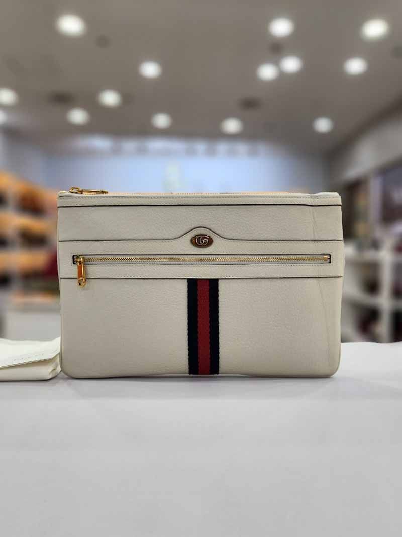 Gucci Supreme Ophidia Three-Slot Clutch White 517551