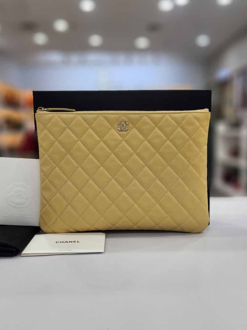 CHANEL Classic Caviar New Medium Gold Embellished Clutch Bag Internal Chip A82545