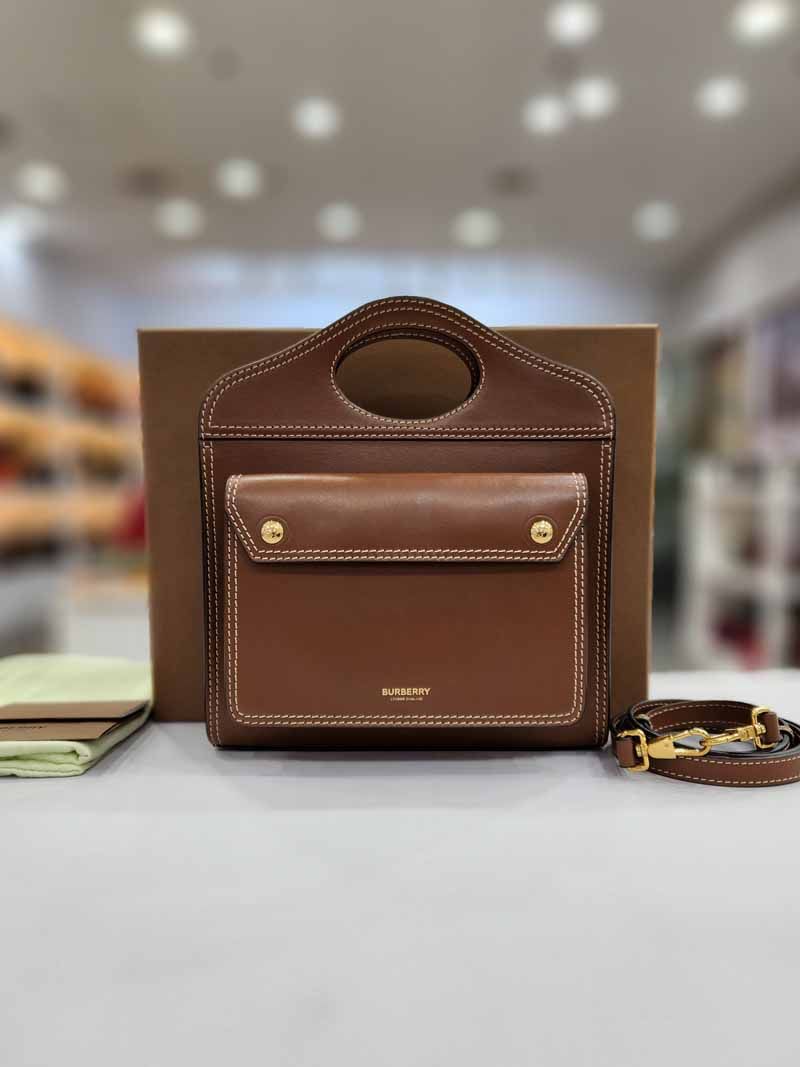 Burberry Mini Topstitch Leather Pocket Shoulder Bag 8014776