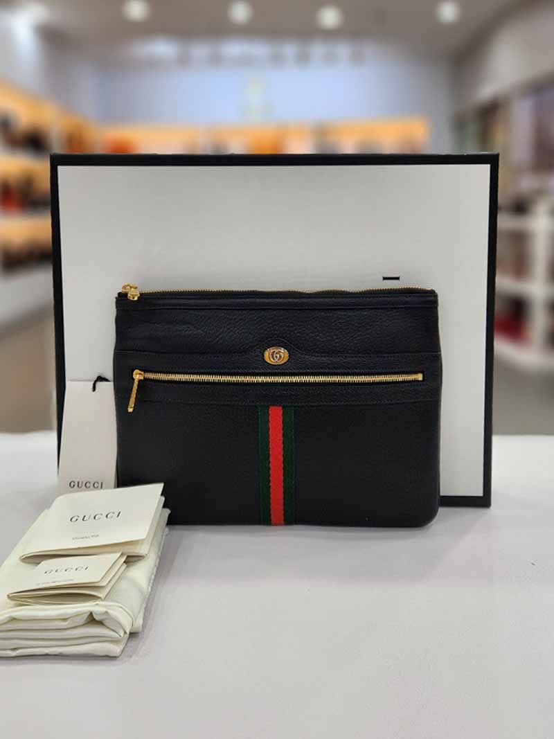 Gucci Supreme Ophidia Three-fold Clutch Black 517551