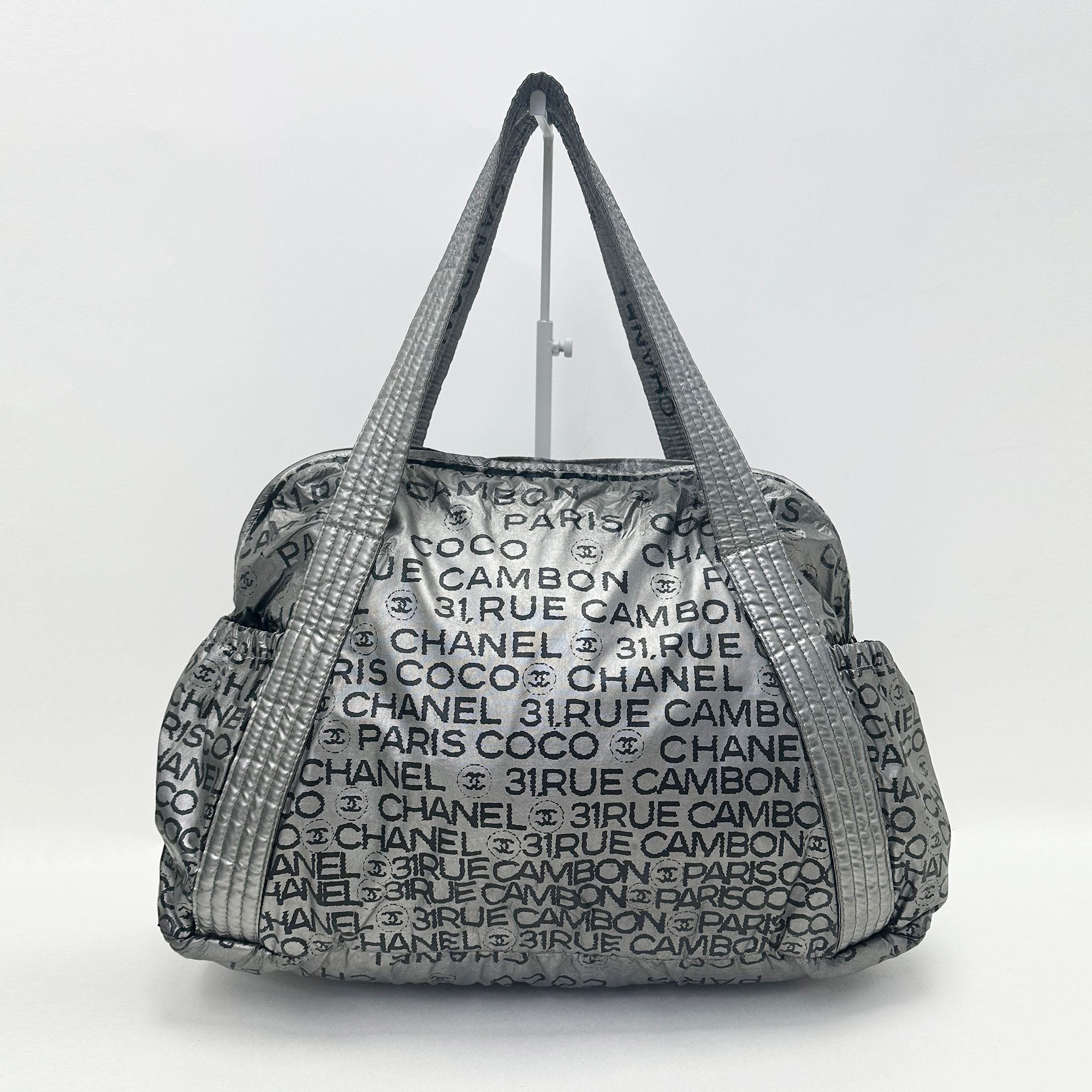 CHANEL Silver Nylon Quilted Cruise Line Shoulder Bag 4VCHB30701