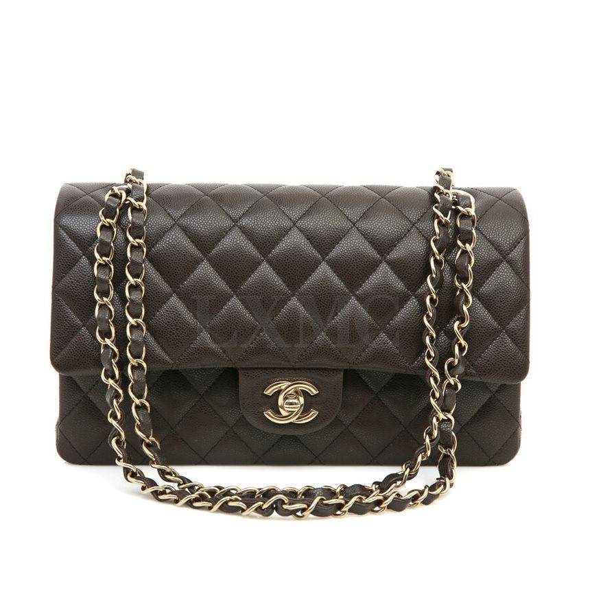 CHANEL Classic Caviar Medium Flap Chain Bag Dark Brown Gold A01112 CC (SKU)