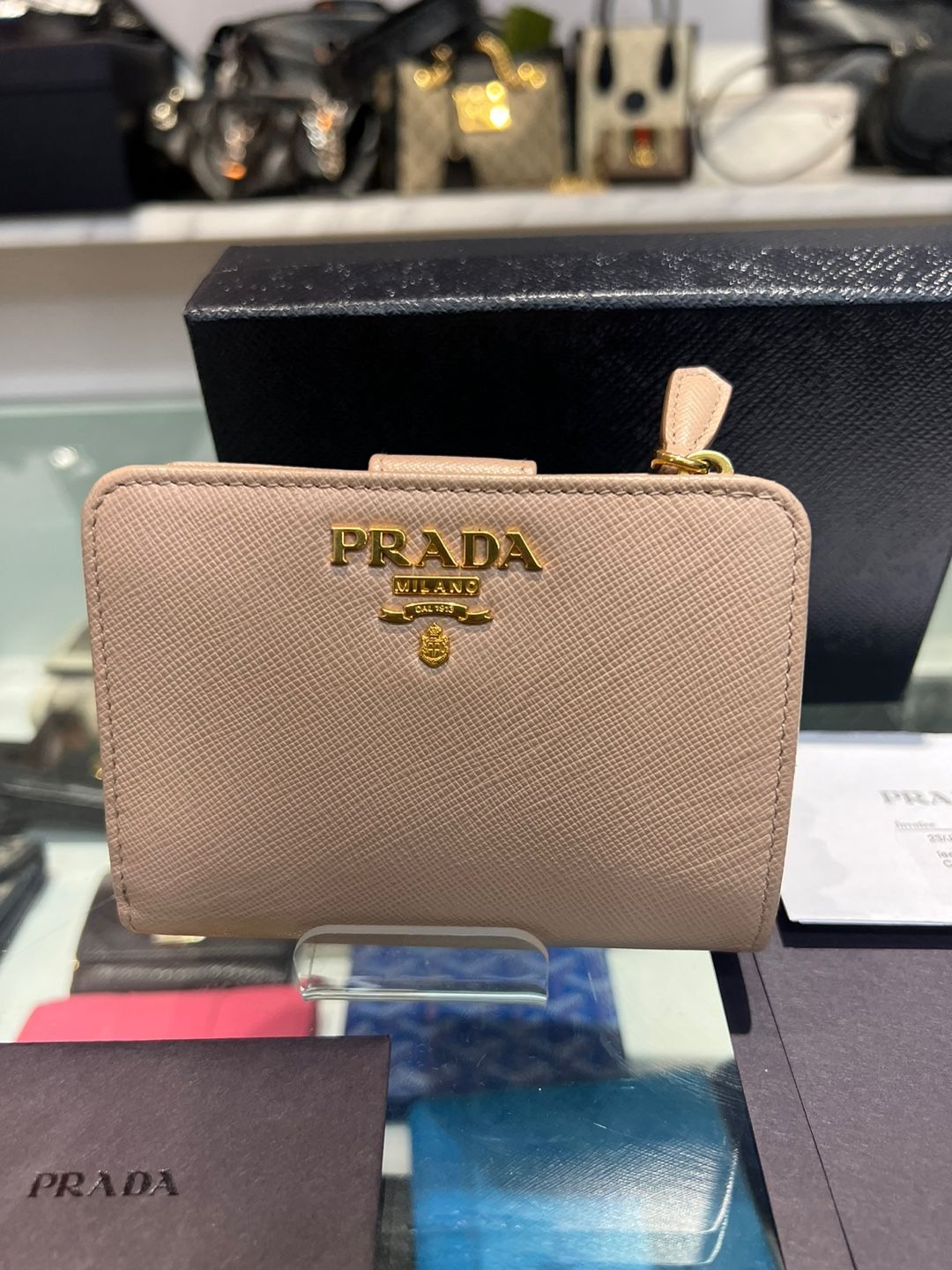 Prada Women's Mid Wallet Pink Gold (OS) SKU