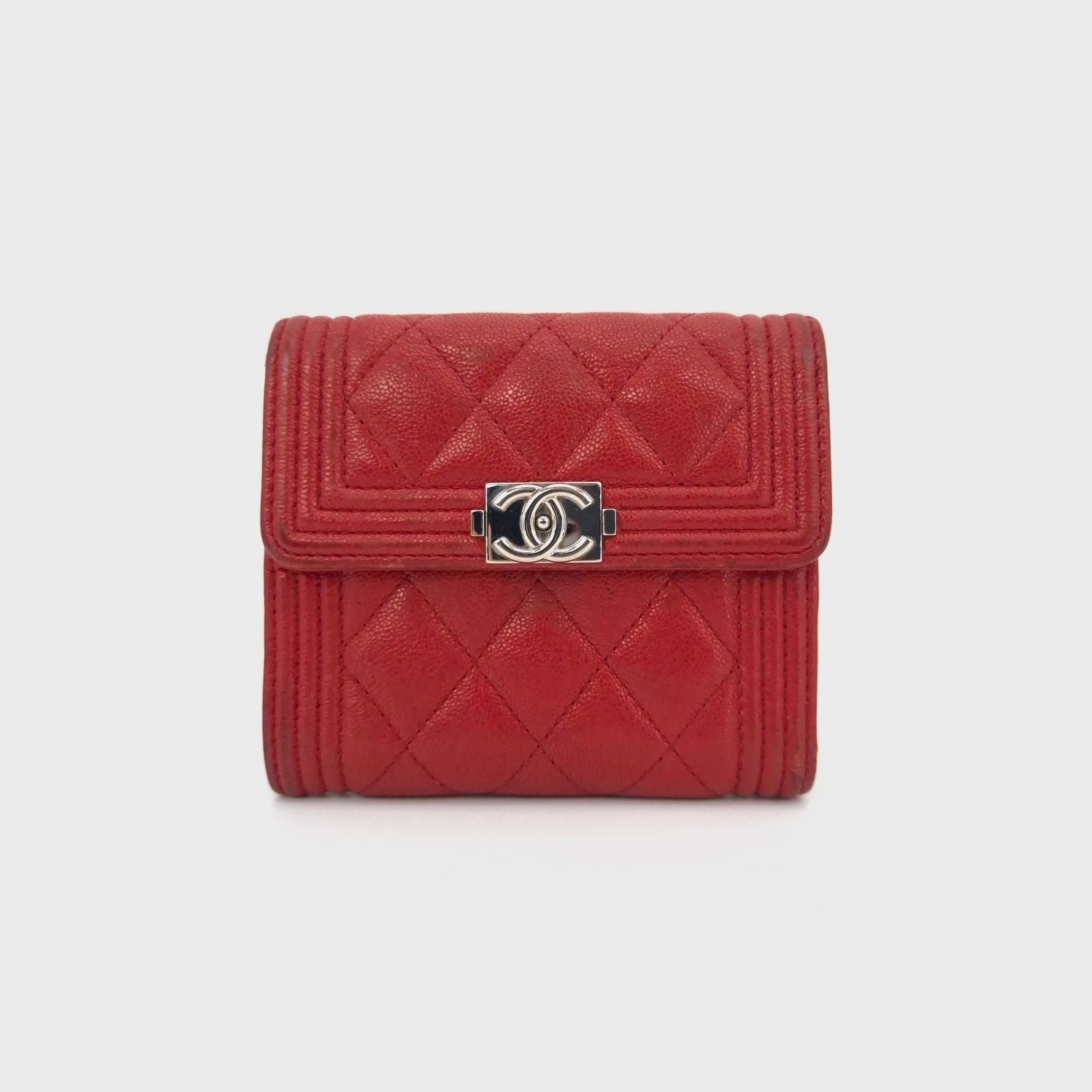 CHANEL Boy Wallet - Red Leather (SKU: One Size)