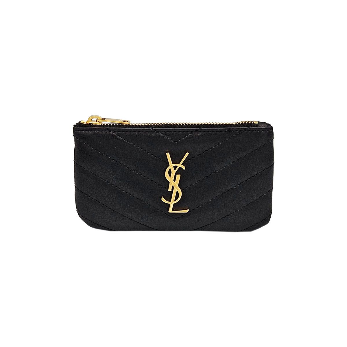 Saint Laurent Monogram Black Matelass Keychain Pouch 438386