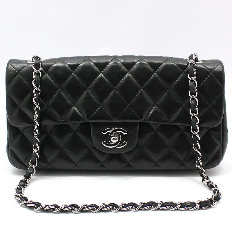 CHANEL Classic Baguette Chain Shoulder Bag in Black Lambskin (SKU: 0001)