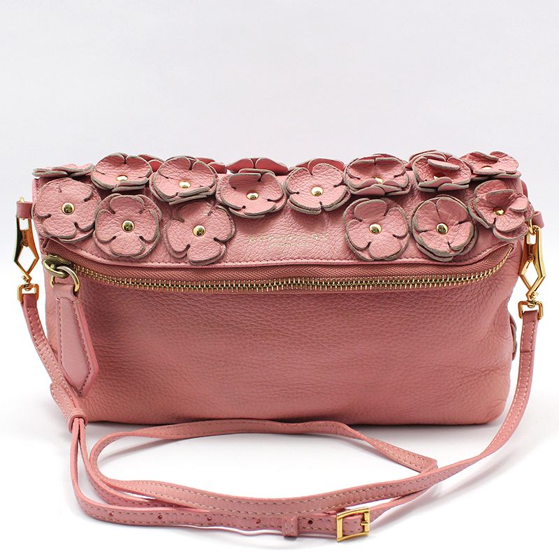 Burberry Pink Leather Flower Petal Clutch Crossbody 3928786