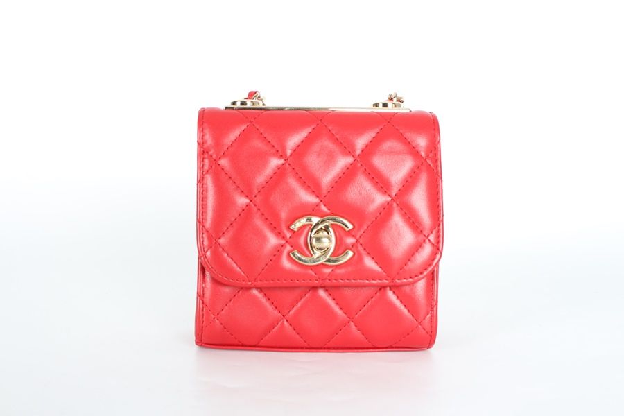 CHANEL Classic Mini Red with Gold CC