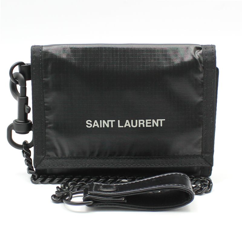 Saint Laurent Black Nylon Nux (NUXX) Trifold Chain Wallet 584378