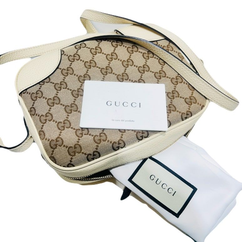 Gucci Beige Leather GG Jacquard Disco Bag Crossbody - SKU 449413