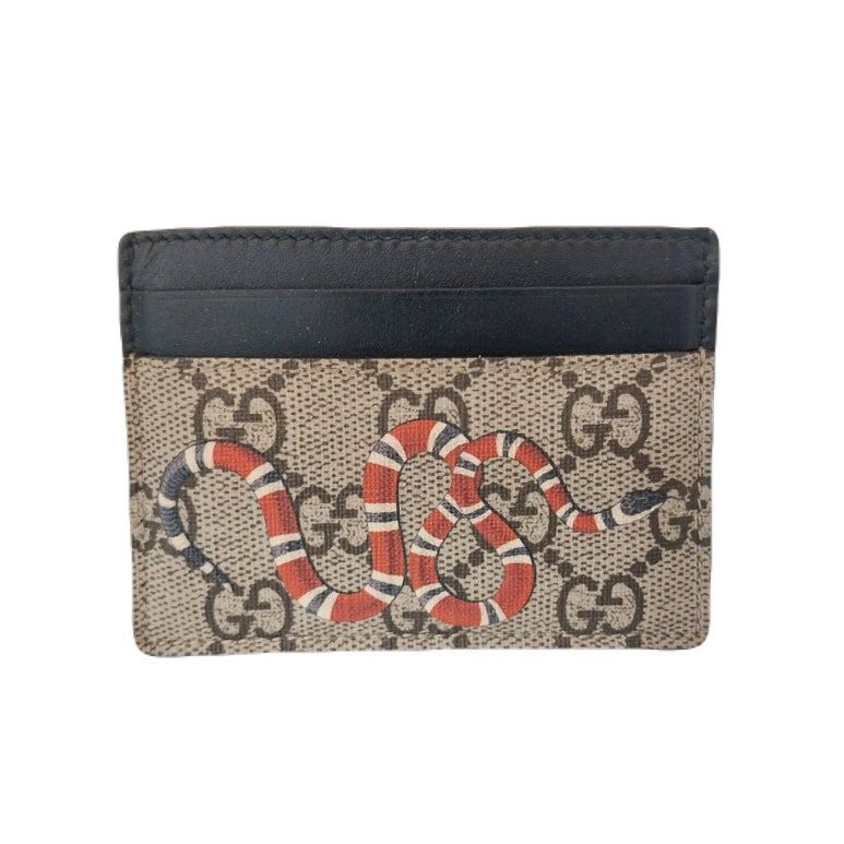 Gucci Snake Print GG Supreme Card Holder Wallet 451277