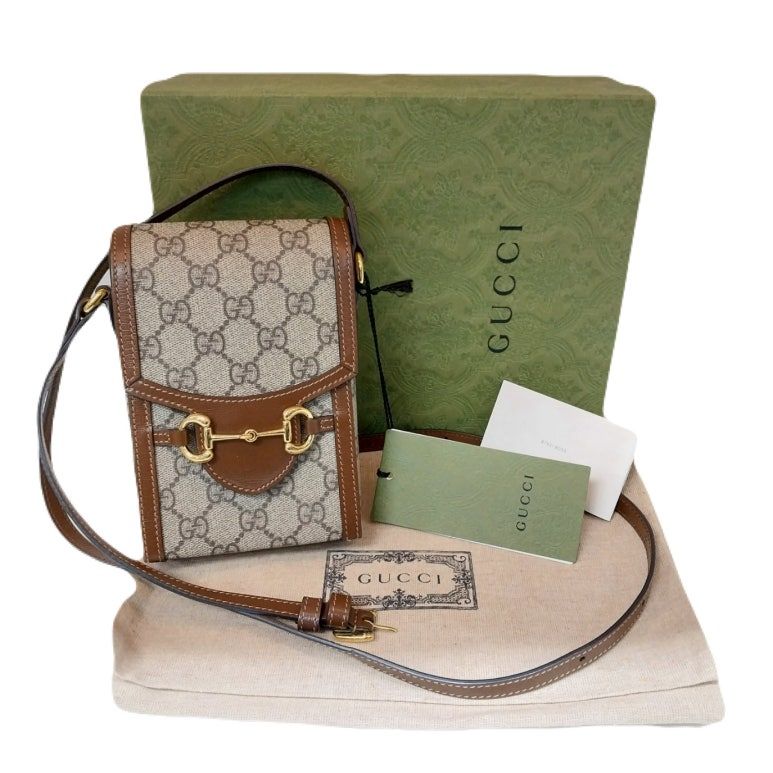 Gucci Brown Horsebit 1955 Mini Crossbody Phone Pouch Smartphone Bag 625615