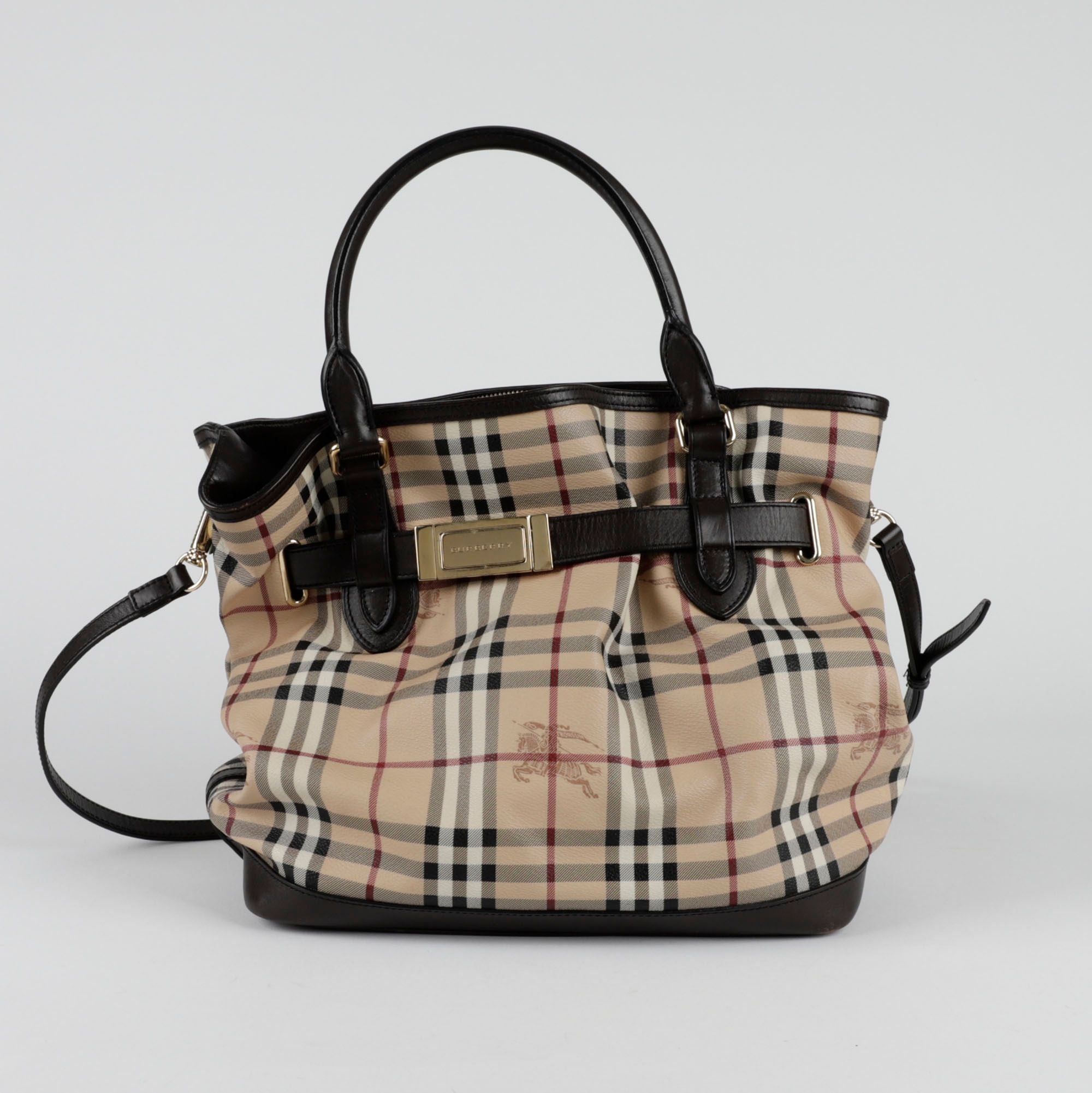 Burberry Checked Tote Shoulder Bag 3723050