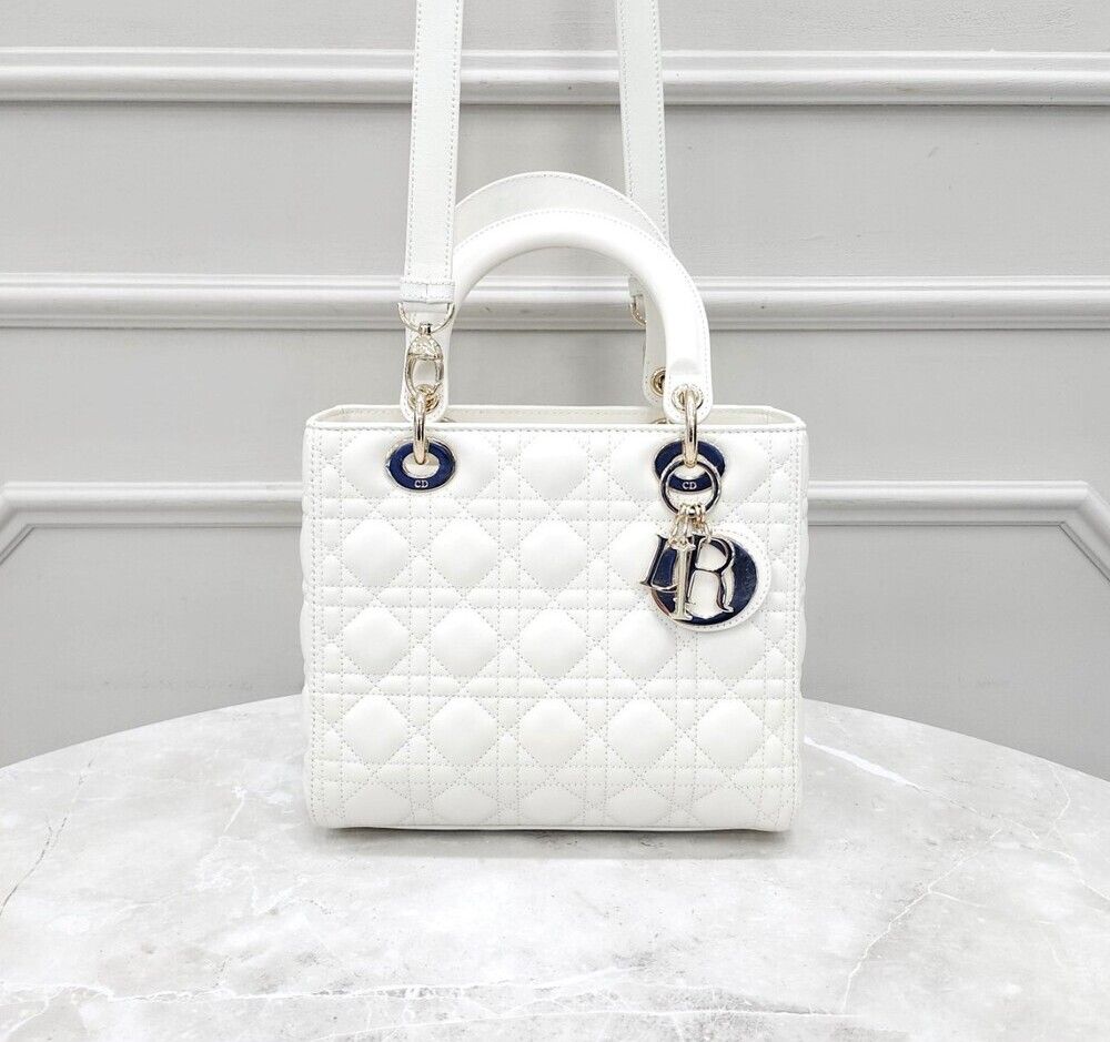 Dior Medium White Gold Lady Bag - SKU