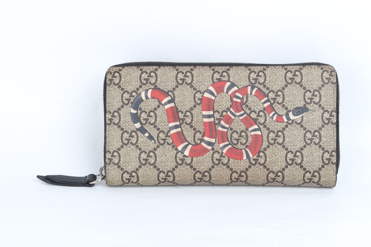 Gucci Brown Snake Zipper Wallet with SKU 12456