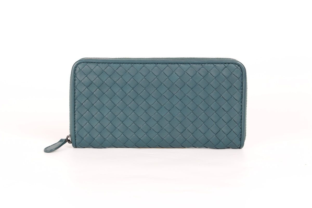 Bottega Veneta Zipper Wallet Blue-Green SKU