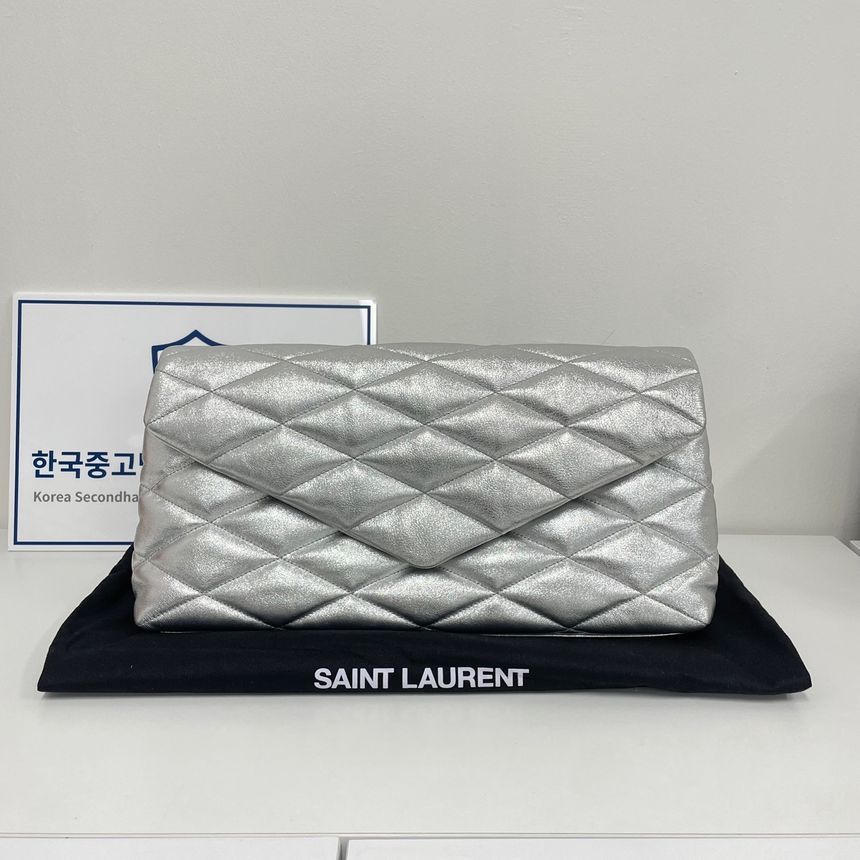 Saint Laurent Suede Puffer Envelope Clutch 655004