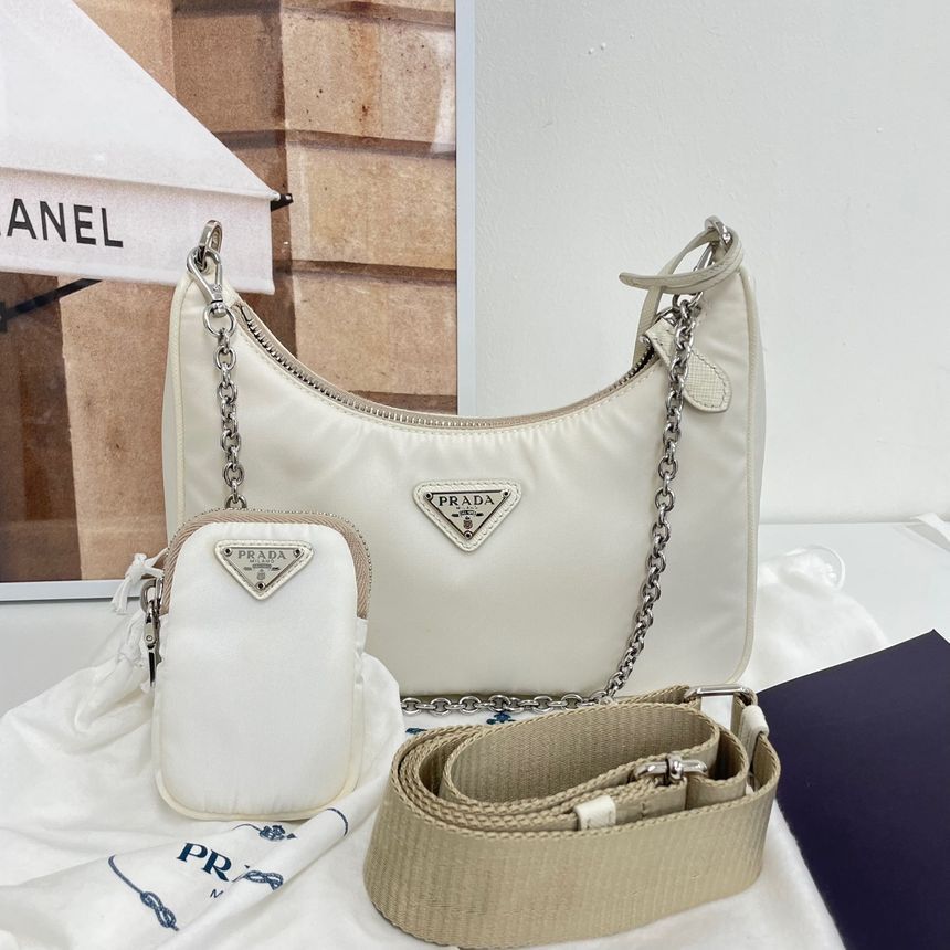 Prada Chain Strap Hobo Crossbody Bag 1BH204 by Tessuto