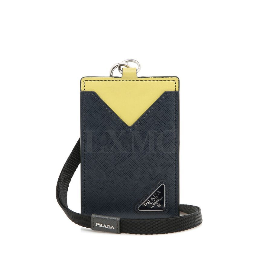 Prada Saffiano Necklace ID Card Holder Wallet 2MC016