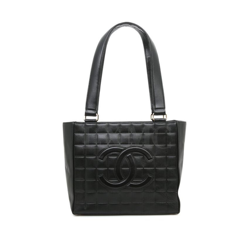 CHANEL Quilted Tote Bag with Vintage Charm - RAMSKIN Chocolate Bar Shoulder Tote Bag [SKU]
